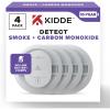 imageKidde Smoke ampamp Carbon Monoxide Detector 10Year Battery Powered LED Warning Light Indicators 4 Pack