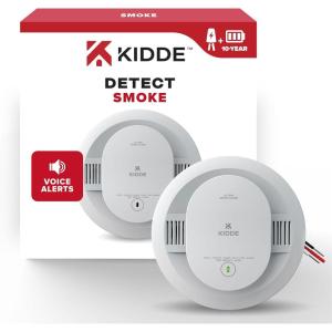 imageKidde Hardwired Smoke Detector 10Year Battery Backup Voice Alerts Interconnectable LED Warning Light IndicatorsWhite