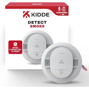 imageKidde Hardwired Smoke Detector AA Battery Backup Interconnectable LED Warning Light Indicators