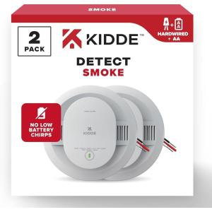 imageKidde Hardwired Smoke Detector AA Battery Backup Interconnectable LED Warning Light Indicators 2 Pack