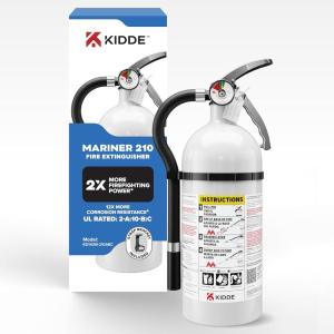 imageKidde Mariner 110 Marine Fire Extinguisher for Boats 1A10BC 39 Lbs Coast Guard Approved Strap Bracket Included White 2 PackMAR210