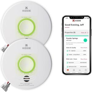 imageKidde Smart Smoke ampamp Carbon Monoxide Detector ampamp Indoor Air Quality Monitor WiFi Alexa Compatible Device Hardwired wBattery Backup Voice ampamp App Alerts 2 Pack