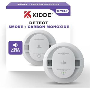 imageKidde Smoke ampamp Carbon Monoxide Detector 10Year Battery Powered Voice Alerts LED Warning Light Indicators