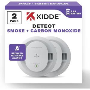 imageKidde Smoke ampamp Carbon Monoxide Detector AA Battery Powered LED Warning Light Indicators 2 Pack