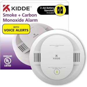 imageKidde Smoke ampamp Carbon Monoxide Detector AA Battery Powered Voice Alerts LED Warning Light Indicators6th Edition Alarm