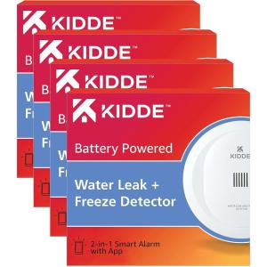 imageKidde WiFi Water Leak Detector ampamp Freeze Alarm Alexa Device Smart Leak Detector for Homes with App Alerts 4 Pack