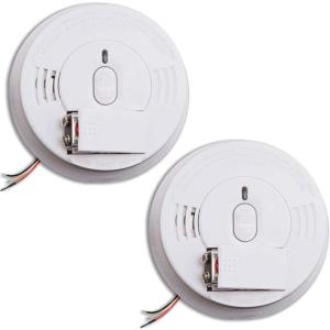 imageKidde Smoke Detector Hardwired Smoke Alarm with Battery Backup FrontLoad Battery Door TestSilence ButtonPack of 2 White6th Edition Alarm